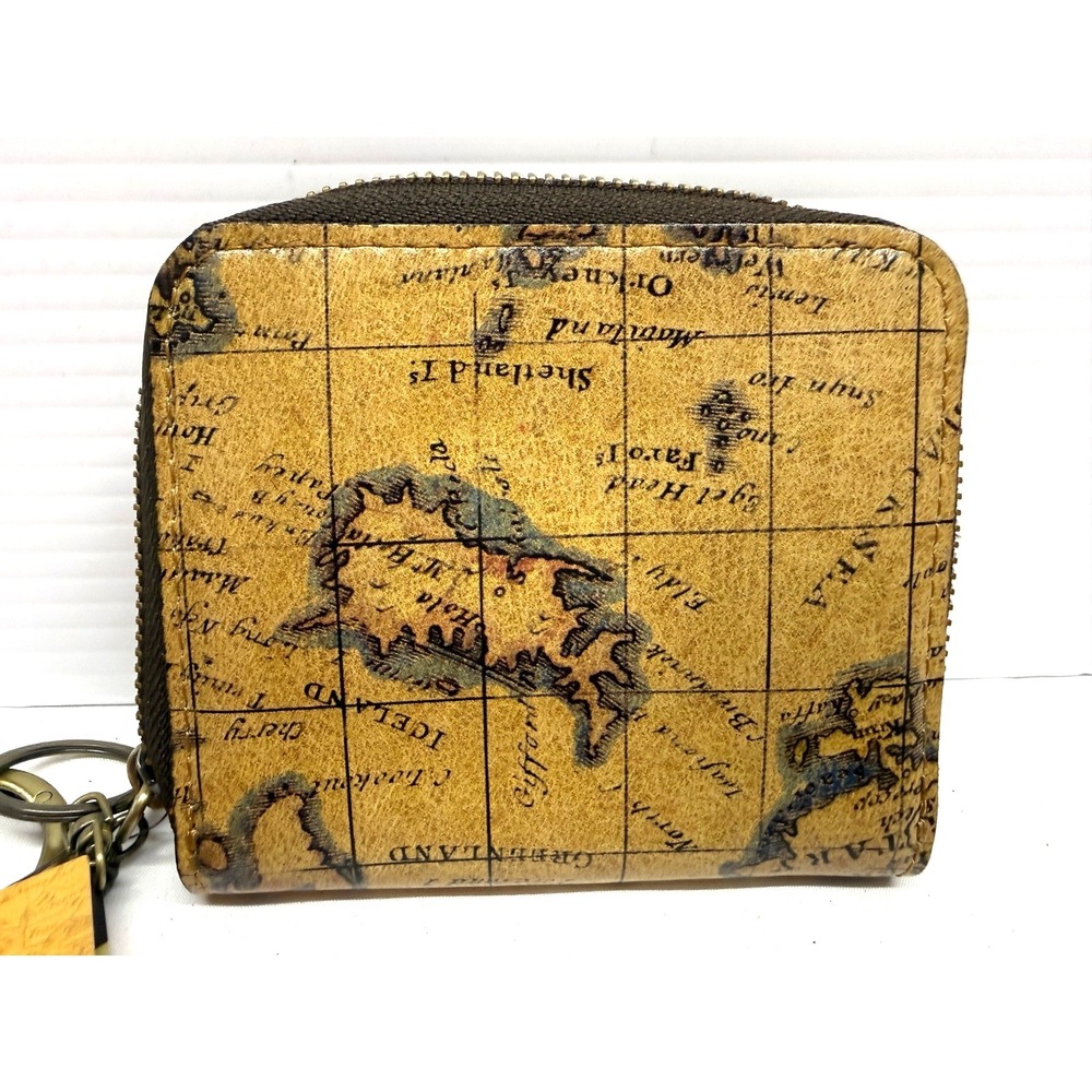 PATRICIA NASH Malene Wallet Zip-Around New Leather RFID TAN MAP NWTS